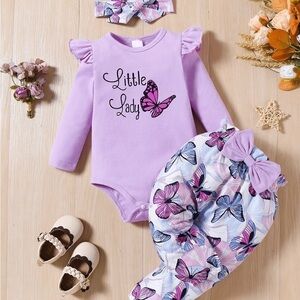 PatPat Purple Butterfly Kids Matching Set. Shoes not included.